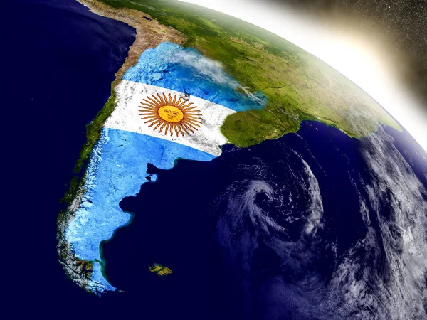 Argentyna, z flagą w wschodzącego słońca — Zdjęcie stockowe