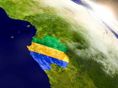Gabon yükselen güneş bayrağı ile