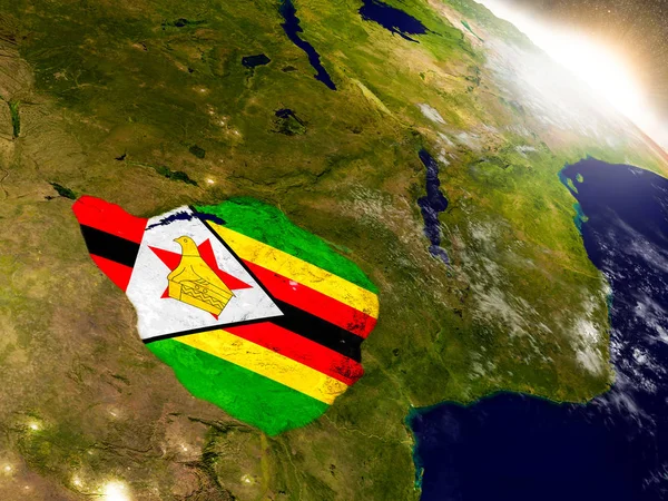 Zimbabwe med flaggan i stigande solen Royaltyfria Stockbilder