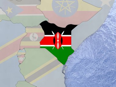 Dünya üzerinde bayrak ile Kenya