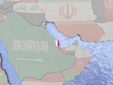 Katar dünya üzerinde bayrak ile