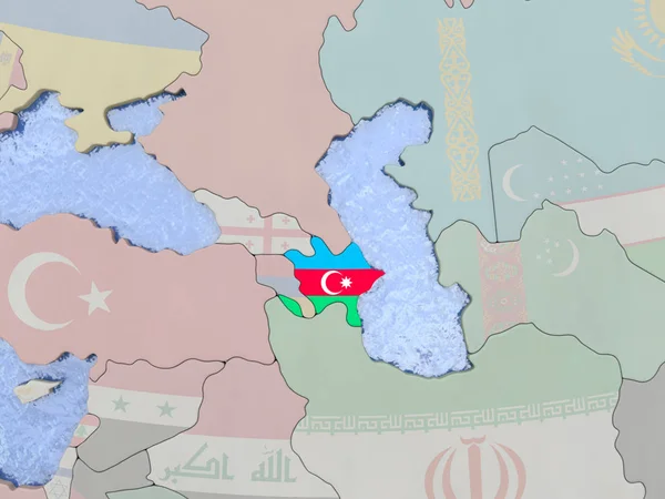 Azerbaijão com bandeira no globo — Fotografia de Stock