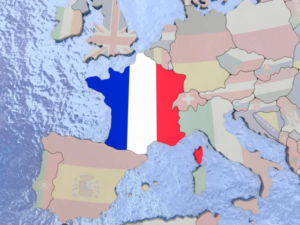 France with flag on globe — Stock Photo, Image