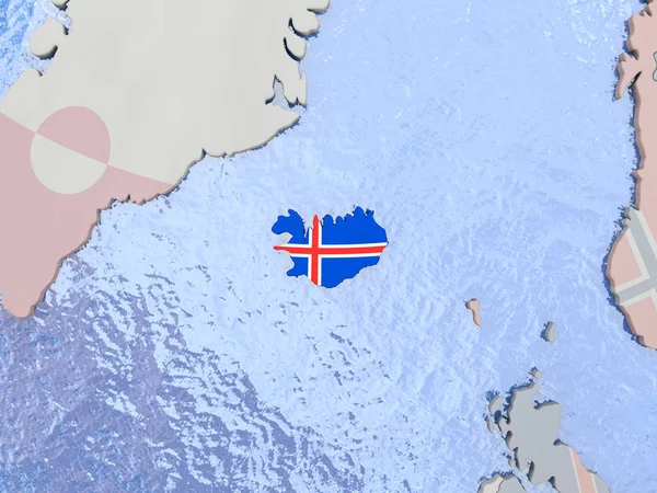 Island med flagga på Globen — Stockfoto