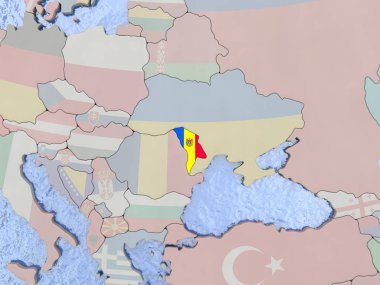 Dünya üzerinde bayrak ile Moldova
