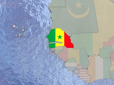 Senegal ile dünya üzerinde bayrak