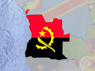 Dünya üzerinde bayrak ile Angola
