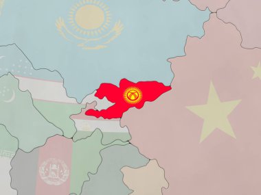 Kırgızistan bayrağı dünya üzerinde