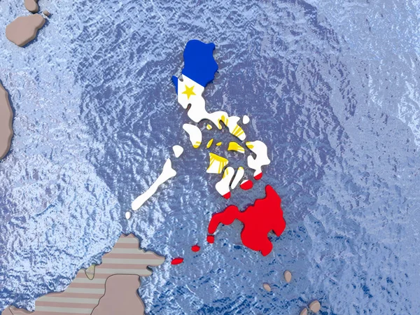 Filipiny z flagą na całym świecie — Zdjęcie stockowe