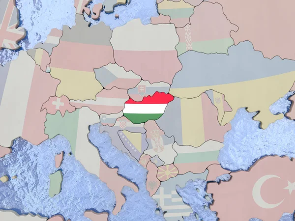 Угорщина з прапором по всьому світу — стокове фото