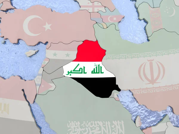 Iraque com bandeira no globo — Fotografia de Stock