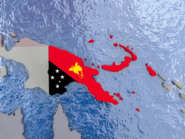 Papua Nova Guiné com bandeira no globo — Fotografia de Stock