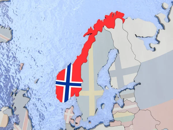 Νορβηγία με σημαία στον κόσμο — Φωτογραφία Αρχείου