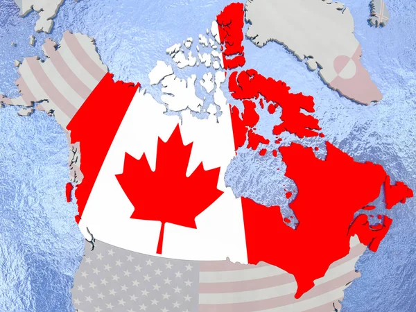 Canadá com bandeira no globo — Fotografia de Stock