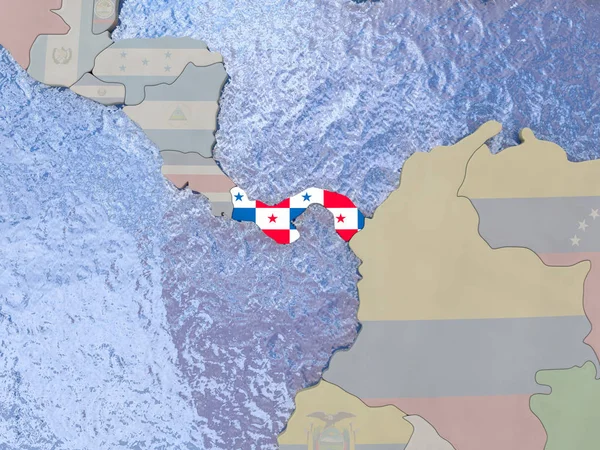 Panama met vlag op de wereldbol — Stockfoto