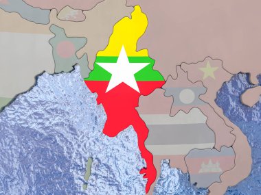 Myanmar bayrağı dünya üzerinde