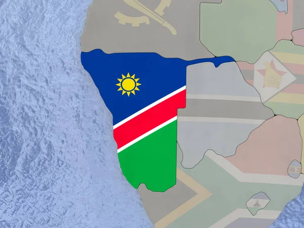 Namibie s vlajkou na zeměkouli — Stock fotografie