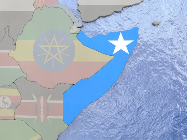 Somalia z flagą na całym świecie — Zdjęcie stockowe