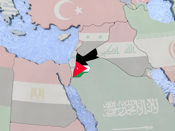 Ιορδανία με σημαία στον κόσμο — Φωτογραφία Αρχείου