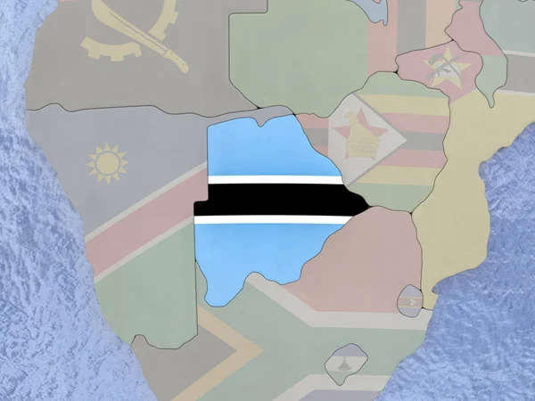 Botswana avec drapeau sur le globe — Photo