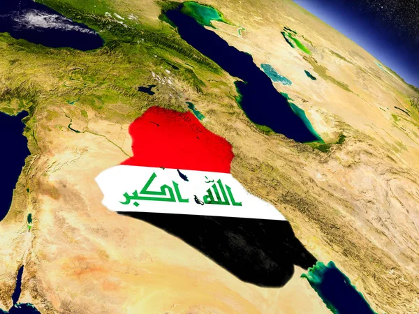 Irak met ingesloten vlag op aarde — Stockfoto