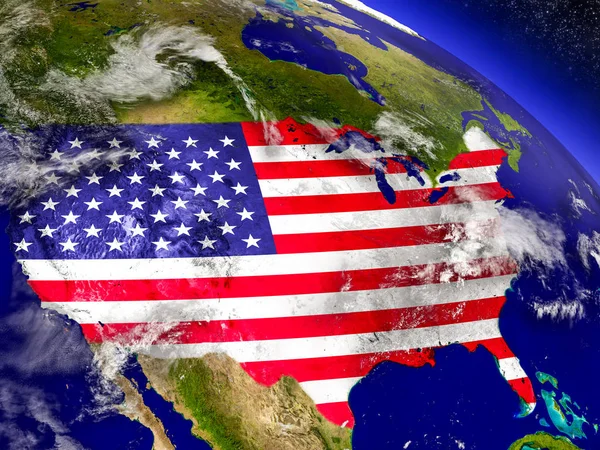 ΗΠΑ με ενσωματωμένο σημαία στη γη — Φωτογραφία Αρχείου