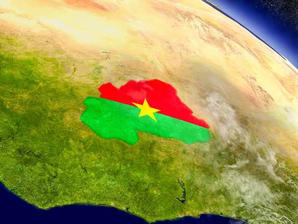 Burkinafaso mit eingebetteter Flagge auf der Erde — Stockfoto
