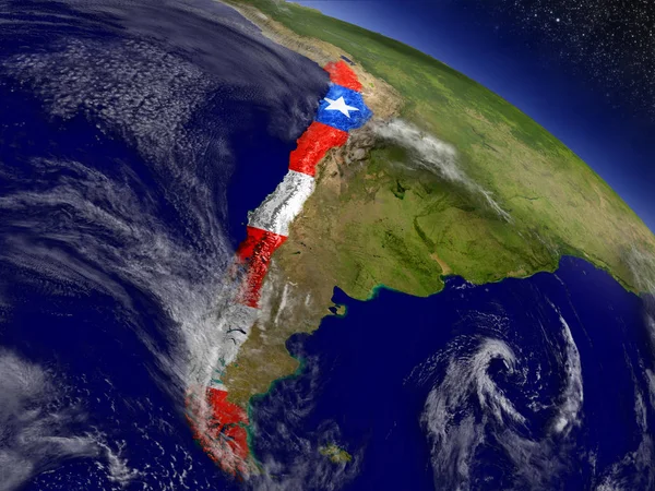 Chile with embedded flag on Earth — Stock Photo, Image