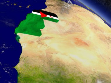 Dünya üzerindeki katıştırılmış bayrak ile Batı Sahra