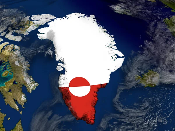 Grónsko s vloženými vlajky na zemi — Stock fotografie