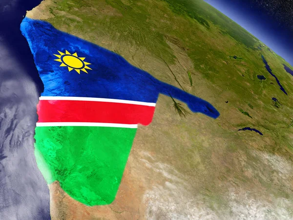 Namibia con bandera incrustada en la Tierra —  Fotos de Stock