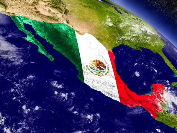 Mexiko med inbäddade flagga på jorden — Stockfoto
