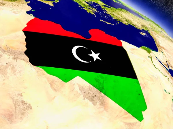 地球上の埋め込みフラグとリビア — ストック写真