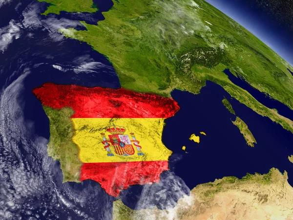 Beágyazott zászló a földön, Spanyolország — Stock Fotó