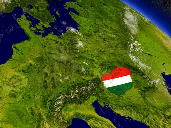 Ungheria con bandiera incorporata sulla Terra — Foto Stock