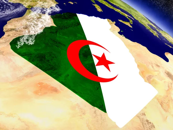 地球上の埋め込みフラグとアルジェリア — ストック写真