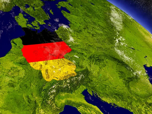 Alemania con bandera incrustada en la Tierra — Foto de Stock