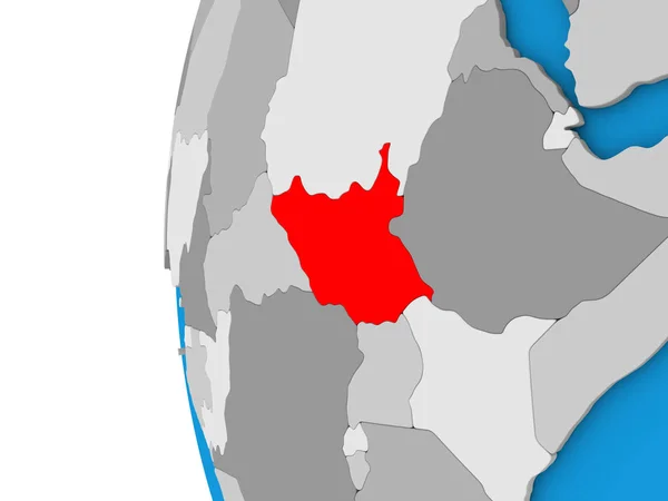 Sudão do Sul no globo — Fotografia de Stock