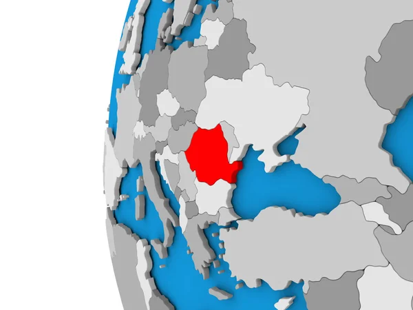 Румыния на глобусе — стоковое фото