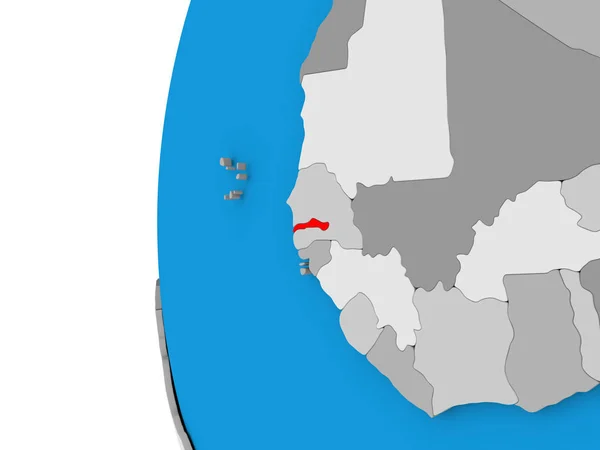 Gambia på jordglob — Stockfoto