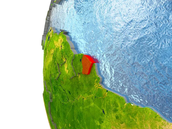 Französische Guiana in rot — Stockfoto