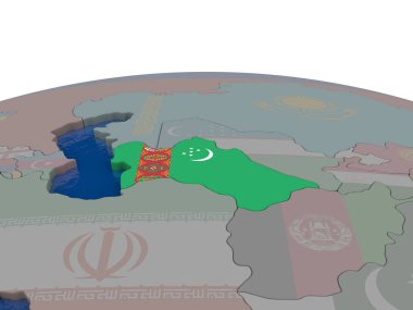 Türkmenistan bayrağı ile