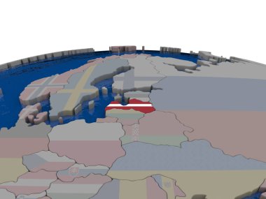 Letonya bayrağı ile