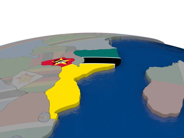 Mozambique met vlag — Stockfoto