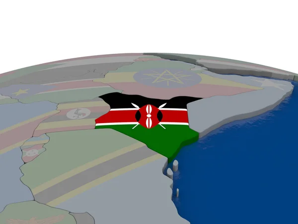 Kenia mit Fahne — Stockfoto