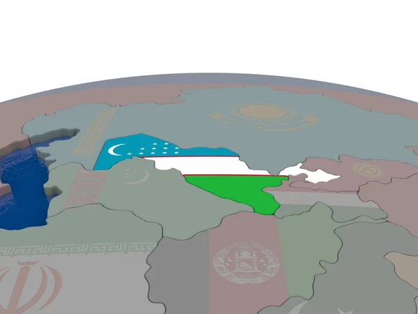 Uzbekistan con bandiera — Foto Stock