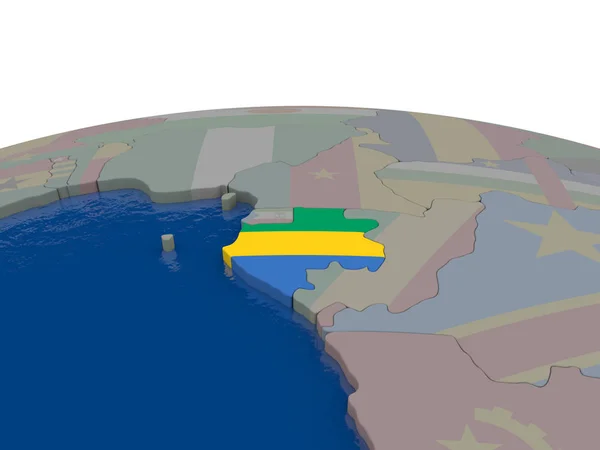 Gabon avec drapeau — Photo