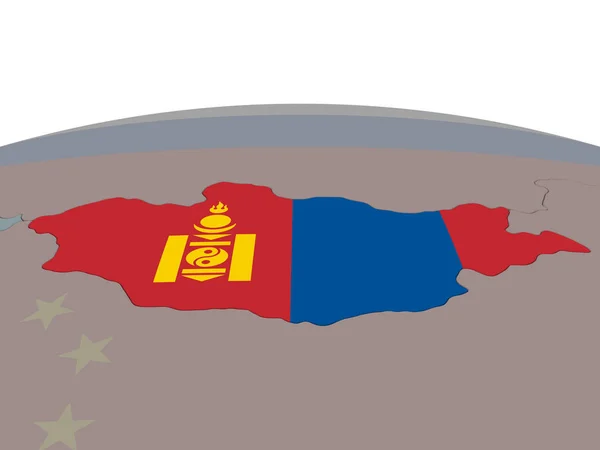 Mongolia z flagą — Zdjęcie stockowe