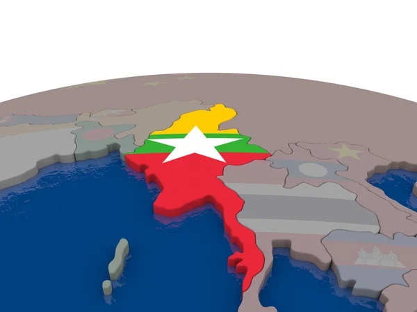 Mianmar com bandeira — Fotografia de Stock