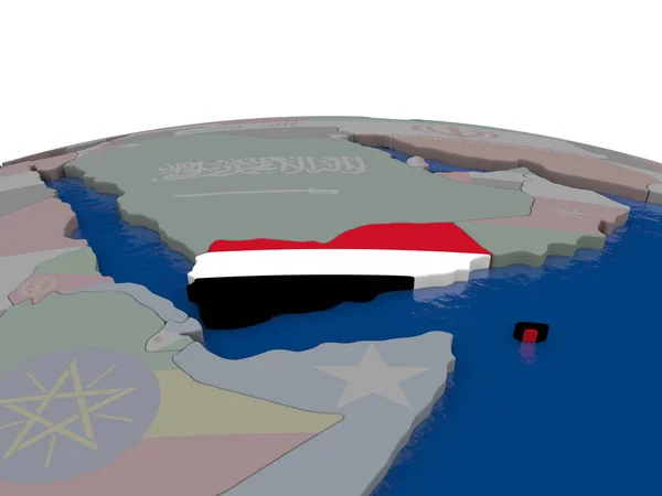 Yemen con bandiera — Foto Stock